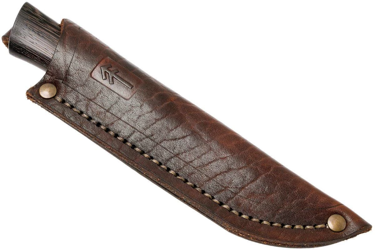 Autine Damascus Bushcrafter, Wengé, Damast, Brown RH Sheath, Cuchillo Bushcraft - Imagen 7