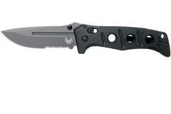 Benchmade 275SGY-1 Sibert Adamas Black G10, Tungsten Grey Serrated Navaja, Shane Sibert Design