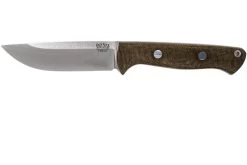 Bark River Bravo 1 CPM 3V Rampless, Green Canvas Micarta, Funda Marrón
