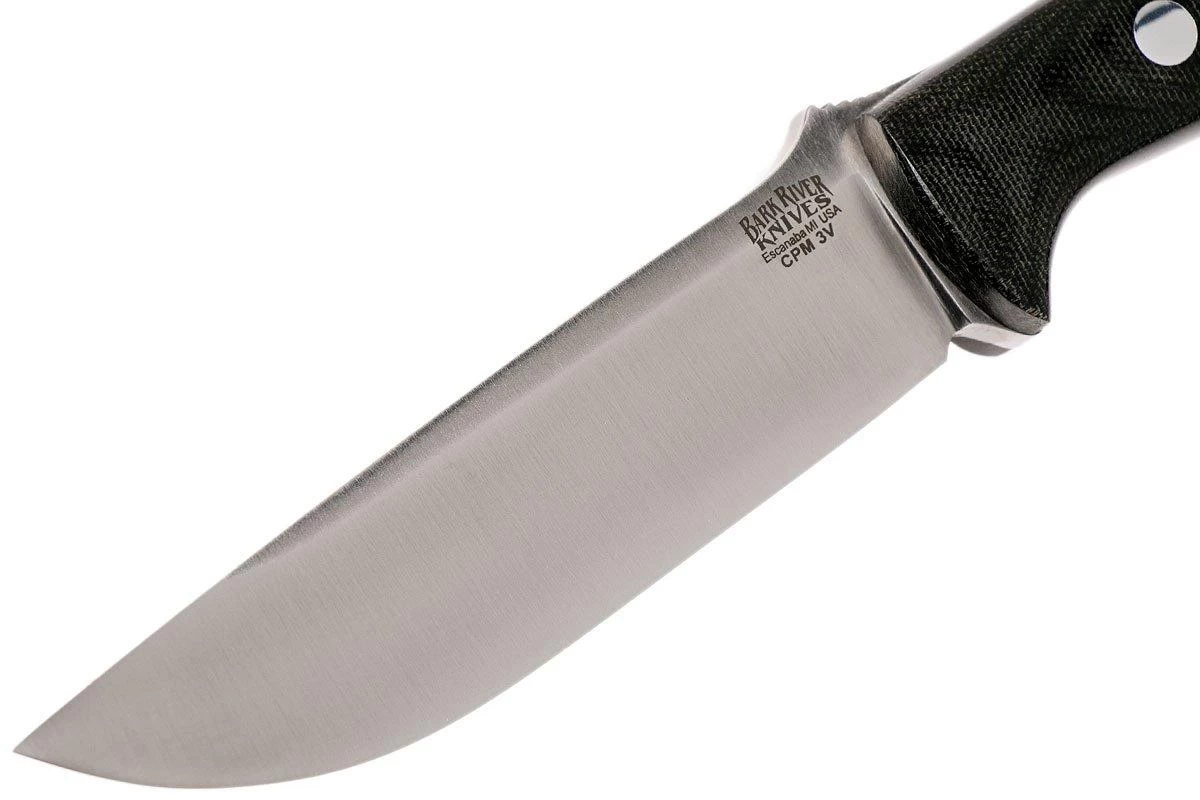 Bark River Bravo 1.2 CPM 3V, Black Canvas Micarta, Funda Marr贸n - Imagen 3