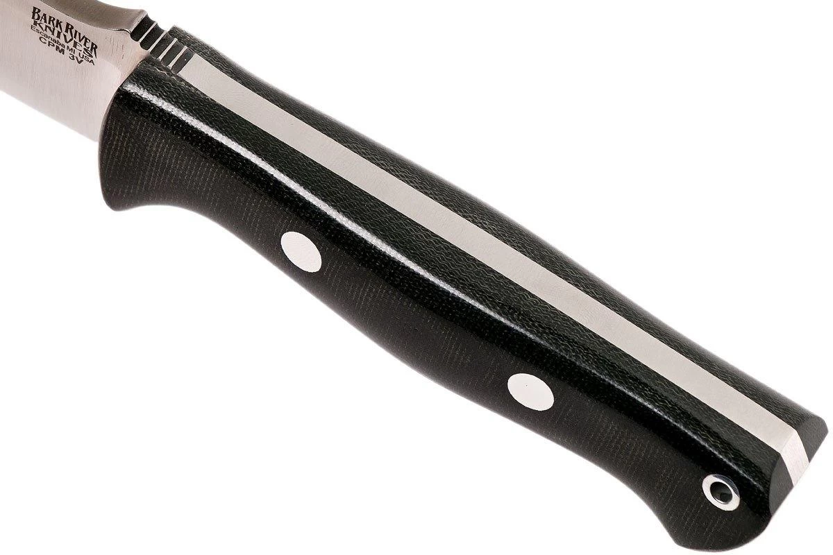 Bark River Bravo 1.2 CPM 3V, Black Canvas Micarta, Funda Marr贸n - Imagen 6