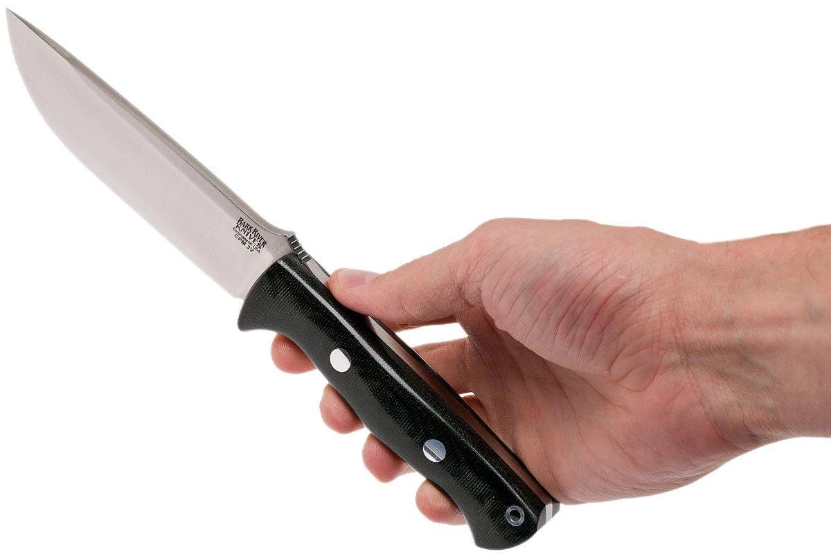 Bark River Bravo 1.2 CPM 3V, Black Canvas Micarta, Funda Marr贸n - Imagen 7