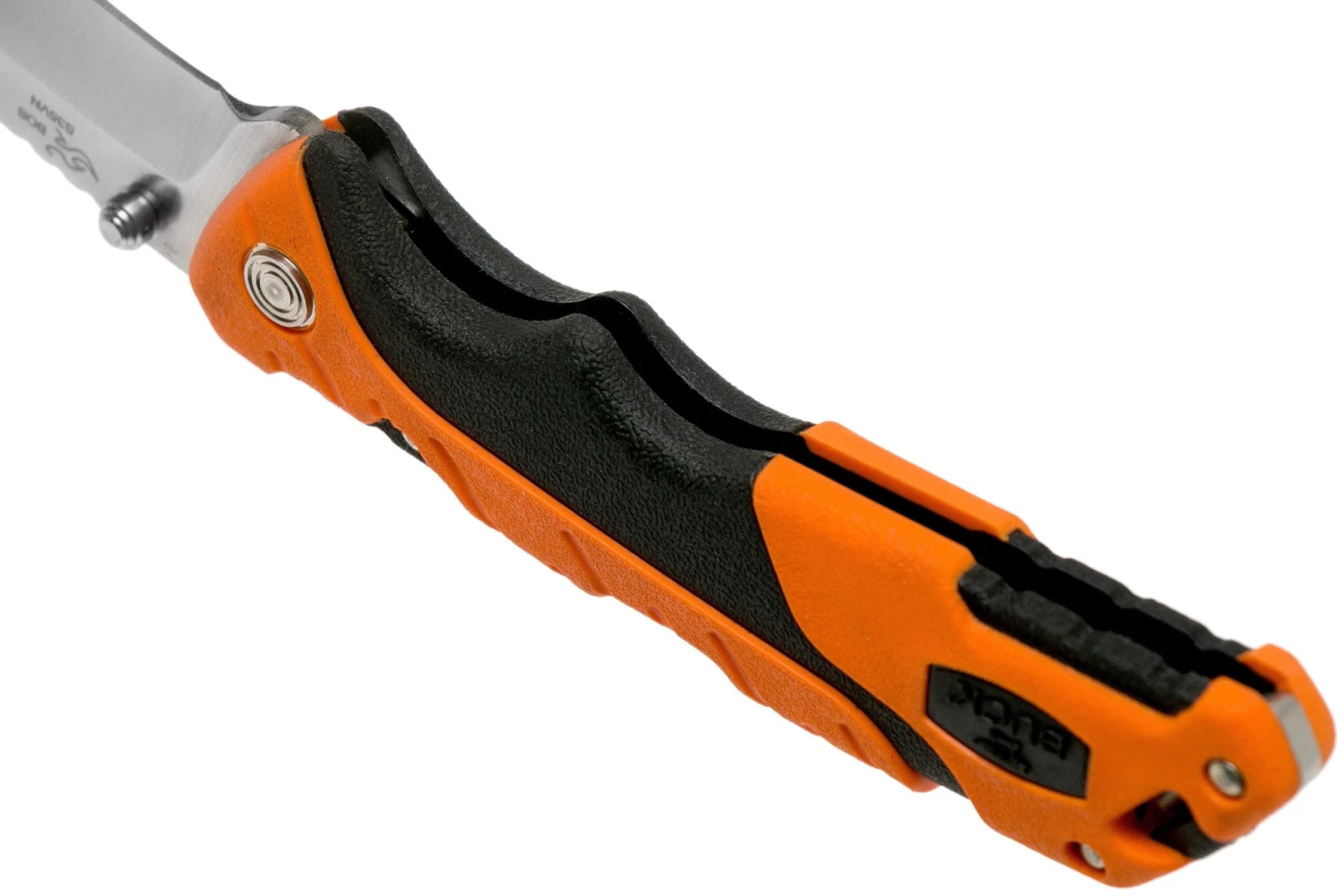 Buck Folding Pursuit Pro Guthook Large 660ORG Orange Cuchillo De Caza - Imagen 5