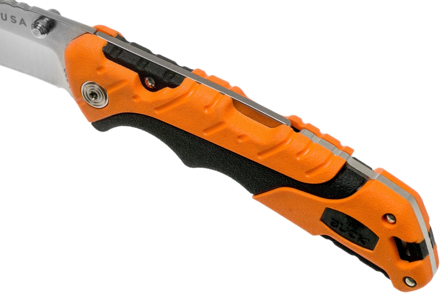 Buck Folding Pursuit Pro Guthook Large 660ORG Orange Cuchillo De Caza - Imagen 7