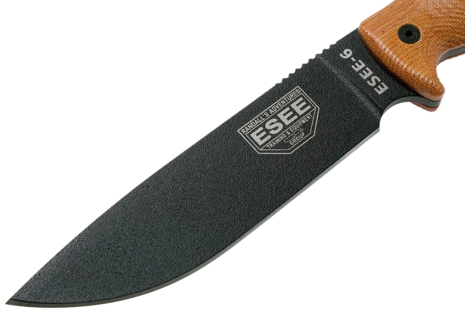 ESEE Model 6 Black Blade 3D Natural Canvas Micarta Cuchillo De Supervivencia 6PB-011 Funda Negra + Clip Plate - Imagen 3