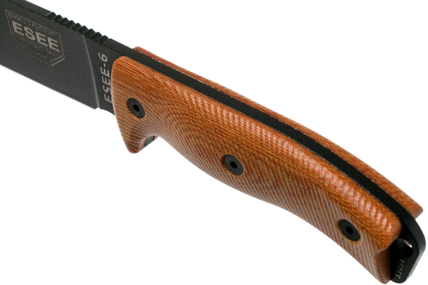 ESEE Model 6 Black Blade 3D Natural Canvas Micarta Cuchillo De Supervivencia 6PB-011 Funda Negra + Clip Plate - Imagen 5