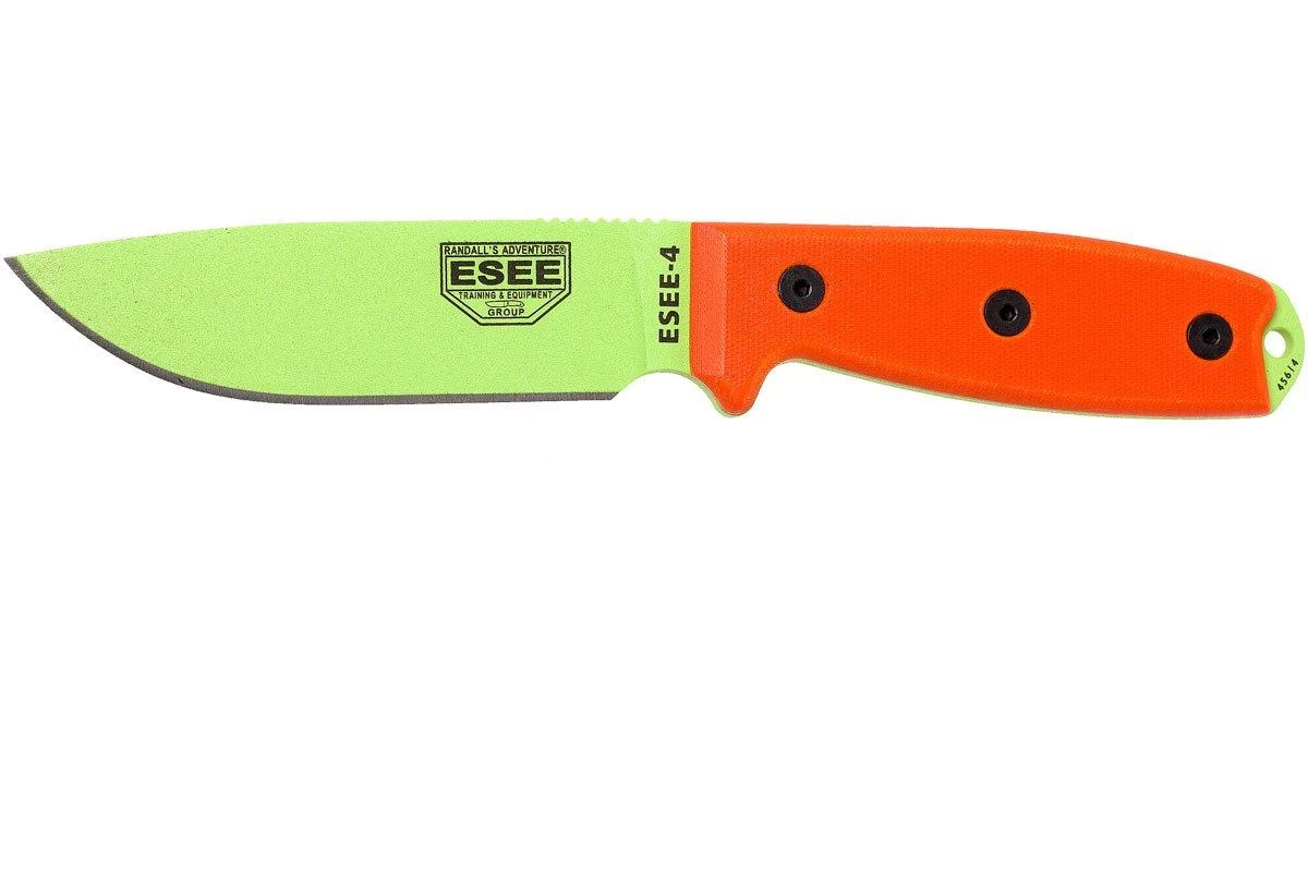 ESEE Model 4 Venom Green 4PM-VG Cuchillo De Supervivencia Con Funda + Clip De Cintur贸n