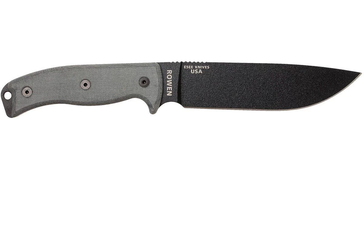ESEE Model 6 Black Blade, Grey Handle 6P-B Con Funda Negra + Clip De Cintur贸n - Imagen 2