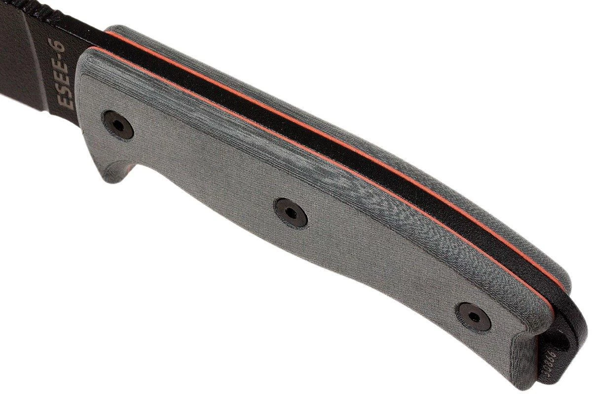 ESEE Model 6 Black Blade, Grey Handle 6P-B Con Funda Negra + Clip De Cintur贸n - Imagen 5