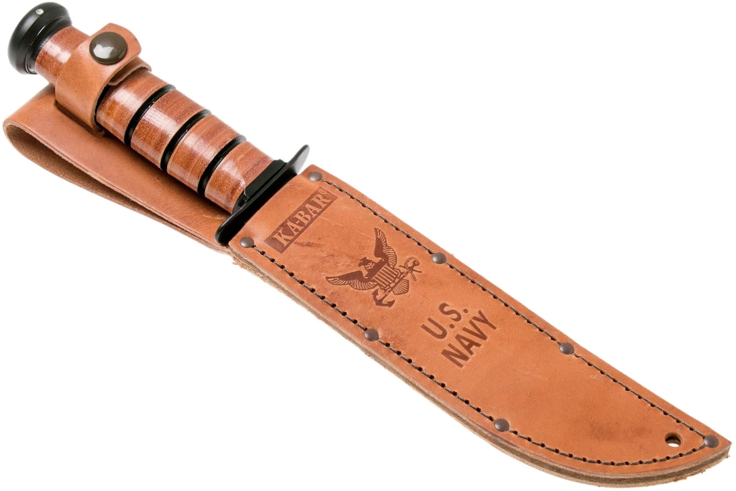 KA-BAR U.S. Navy Knife 1225 Cuchillo Fijo, Funda De Cuero - Imagen 7