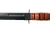 KA-BAR Short USMC 1252 Cuchillo Fijo, Parcialmente Dentado, Funda De Cuero