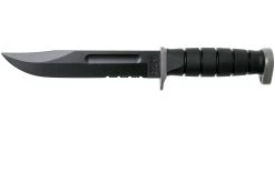 KA-BAR D2 Extreme Fighting Knife 1283, Serrated Blade, Kraton Handle, Funda De Cuero