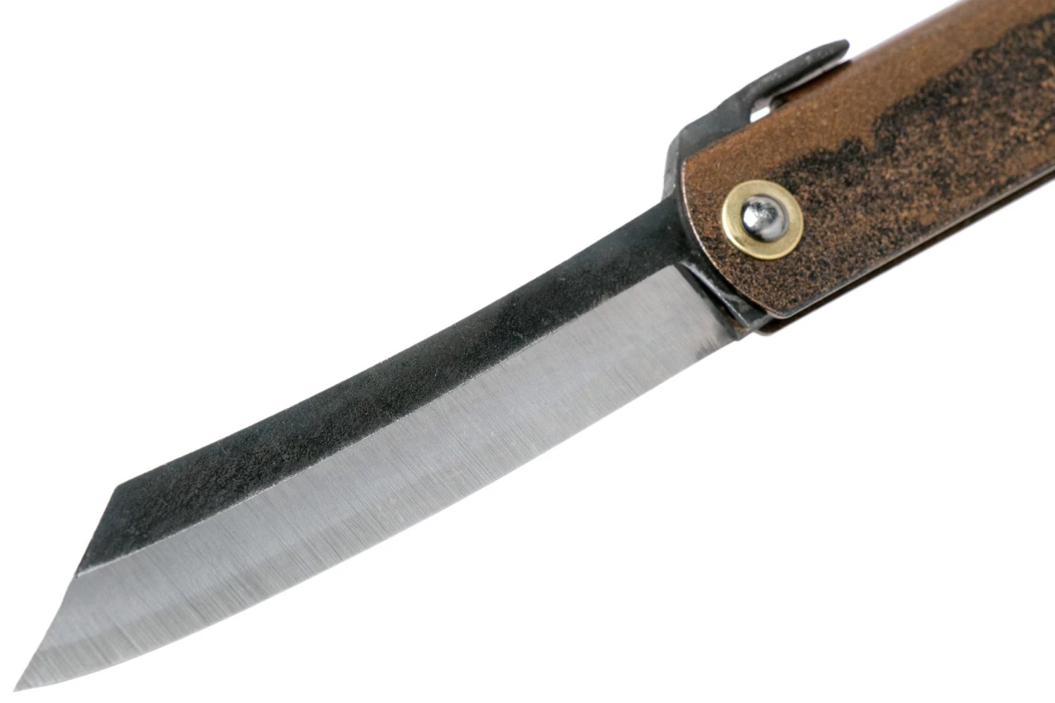 Higonokami Navaja 7,3 Cm HIGOC2B, Blue Paper Steel, Brown Black Glitter - Imagen 3