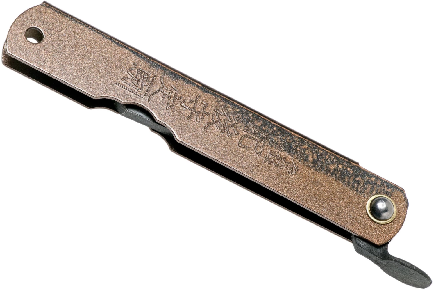 Higonokami Navaja 7,3 Cm HIGOC2B, Blue Paper Steel, Brown Black Glitter - Imagen 4