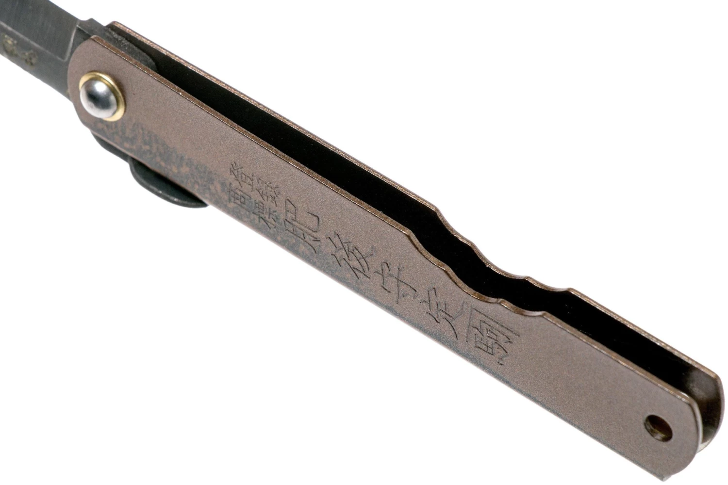 Higonokami Navaja 7,3 Cm HIGOC2B, Blue Paper Steel, Brown Black Glitter - Imagen 5