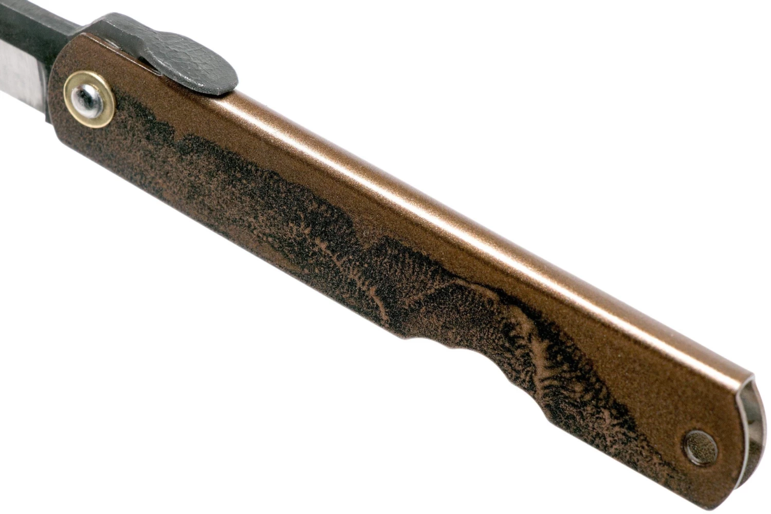 Higonokami Navaja 7,3 Cm HIGOC2B, Blue Paper Steel, Brown Black Glitter - Imagen 6