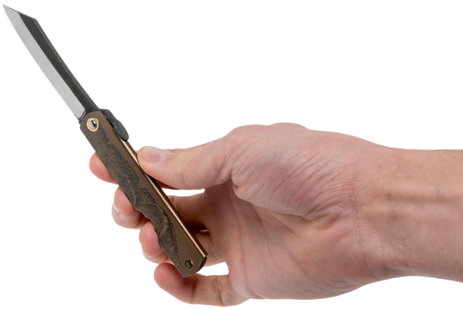 Higonokami Navaja 7,3 Cm HIGOC2B, Blue Paper Steel, Brown Black Glitter - Imagen 7