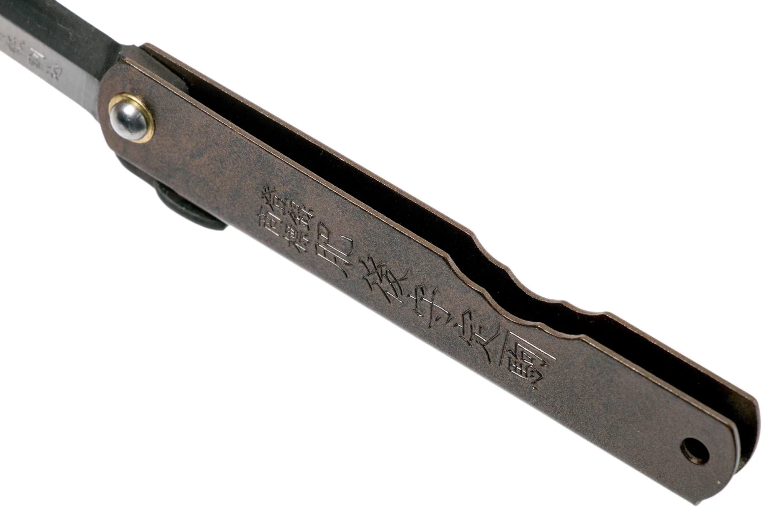 Higonokami Navaja 7,3 Cm HIGOC2, Blue Paper Steel, Brown Black Glitter - Imagen 5