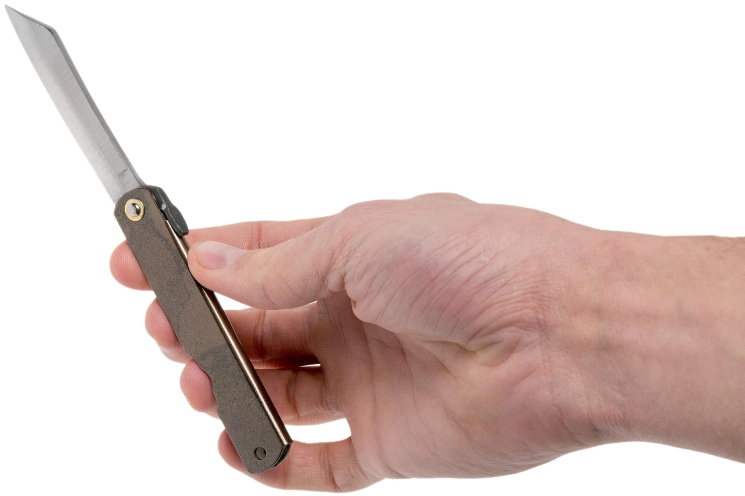 Higonokami Navaja 7,3 Cm HIGOC2, Blue Paper Steel, Brown Black Glitter - Imagen 7