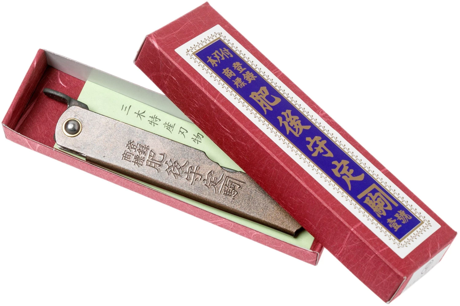 Higonokami Navaja 7,3 Cm HIGOC2, Blue Paper Steel, Brown Black Glitter - Imagen 8