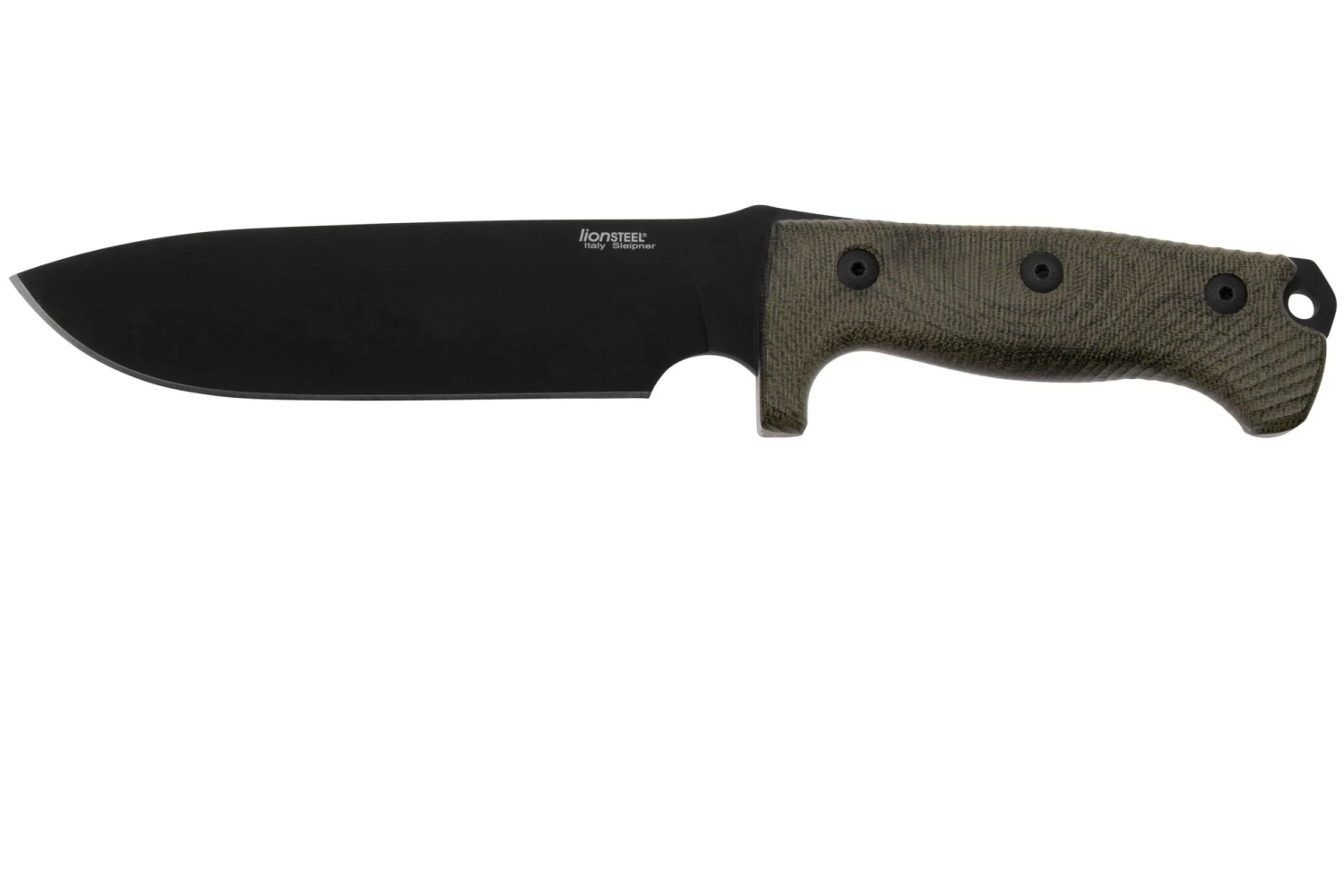 LionSteel M7B CVG Black, Green Canvas Micarta Cuchillo Fijo, Molletta Design