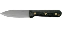 LT Wright Genesis Scandi Grind, A2, Matte Black Micarta, Leather Sheath, Cuchillo Bushcraft