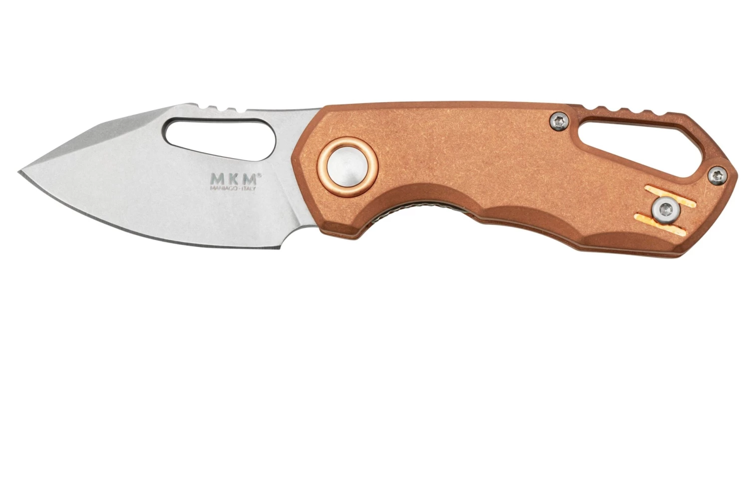 MKM Isonzo FX03-3CO Clip Point Stonewashed, Copper Navaja, Diseño De Jesper Voxnaes