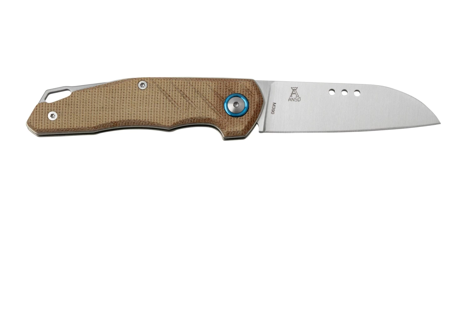 MKM Root RT-NC Satin Natural Canvas Micarta Navaja, Diseño Jens Anso - Imagen 2