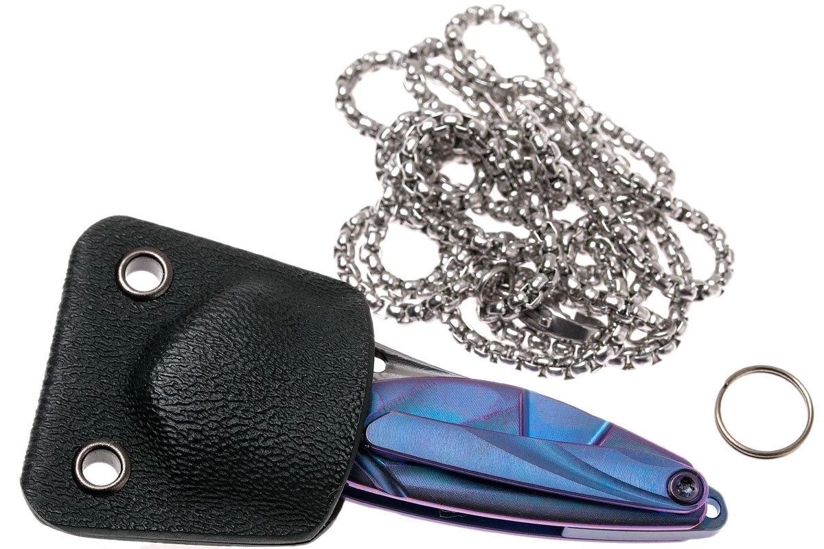 Rike Mini Hummingbird Navaja Damascus, Azul - Imagen 9