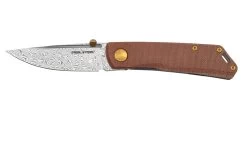 Real Steel Luna Boost Premium, Damascus, Brown Micarta Knivesandtools Exclusive Navaja