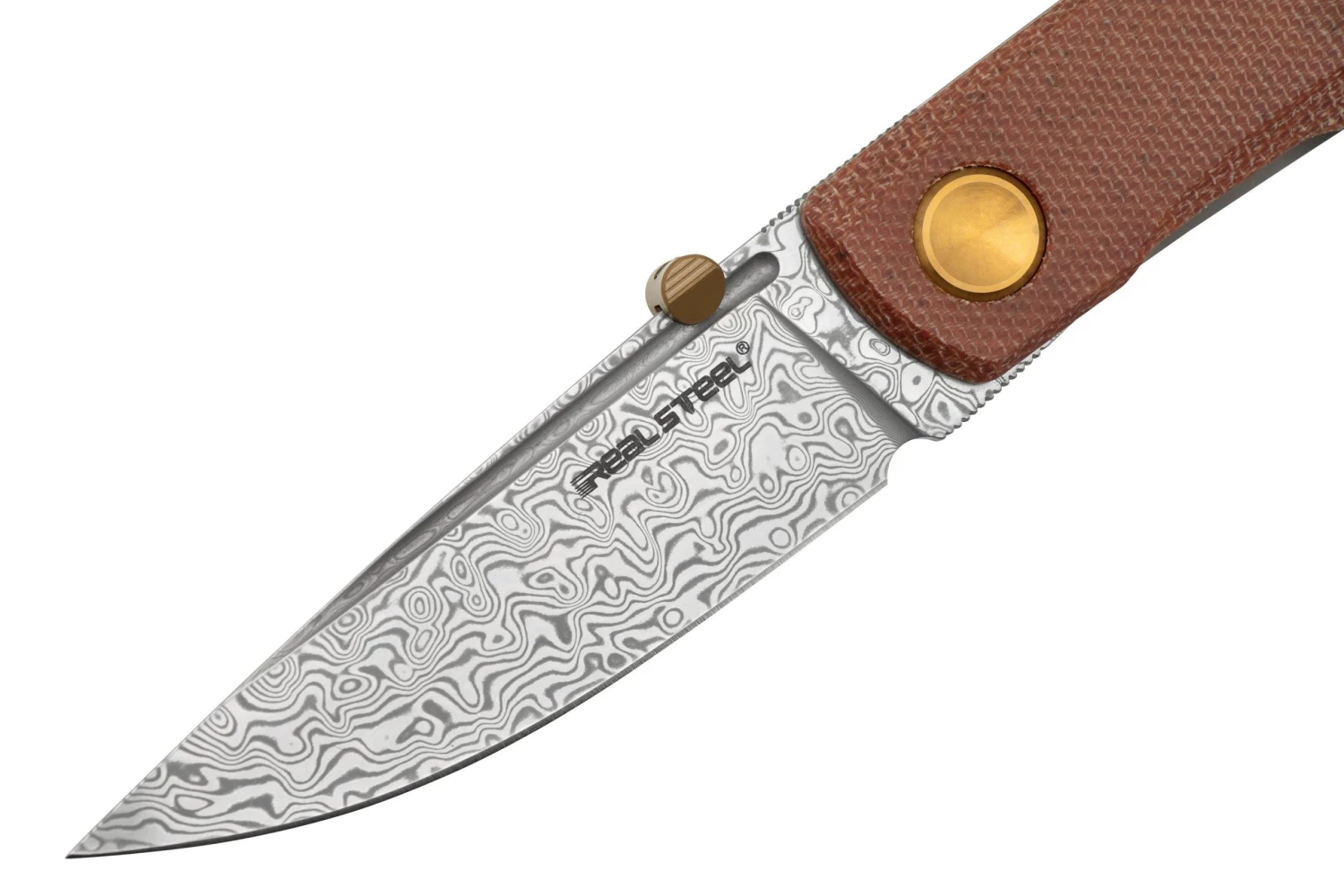 Real Steel Luna Boost Premium, Damascus, Brown Micarta Knivesandtools Exclusive Navaja - Imagen 3