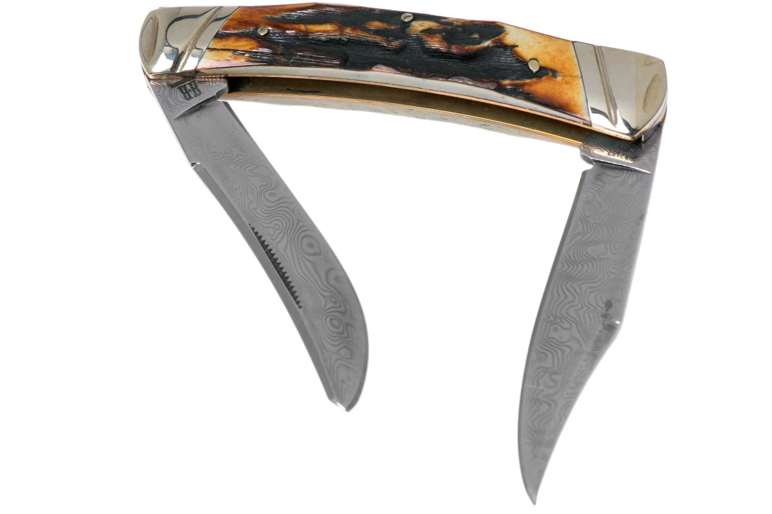 Rough Ryder Small Moose Cinnamon Stag RR2157 Damascus Navaja Slipjoint - Imagen 2