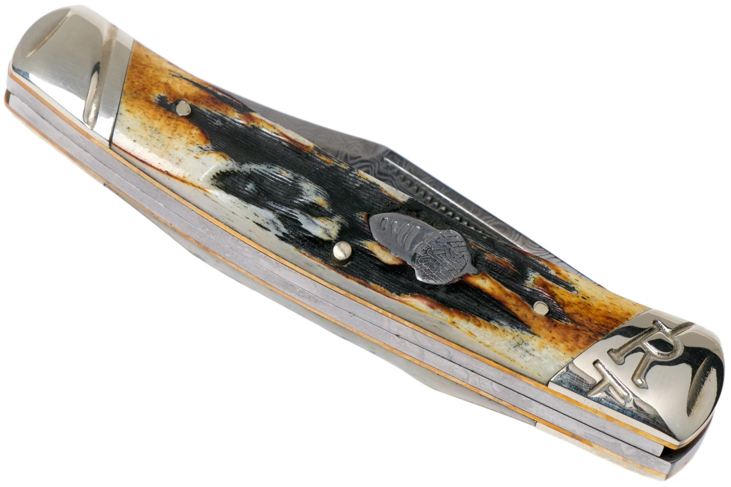 Rough Ryder Small Moose Cinnamon Stag RR2157 Damascus Navaja Slipjoint - Imagen 4