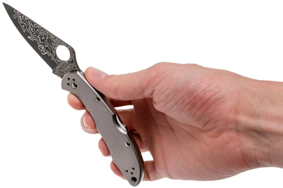 Spyderco C11TIPD Delica 4 Titanium Damascus Navaja - Imagen 8