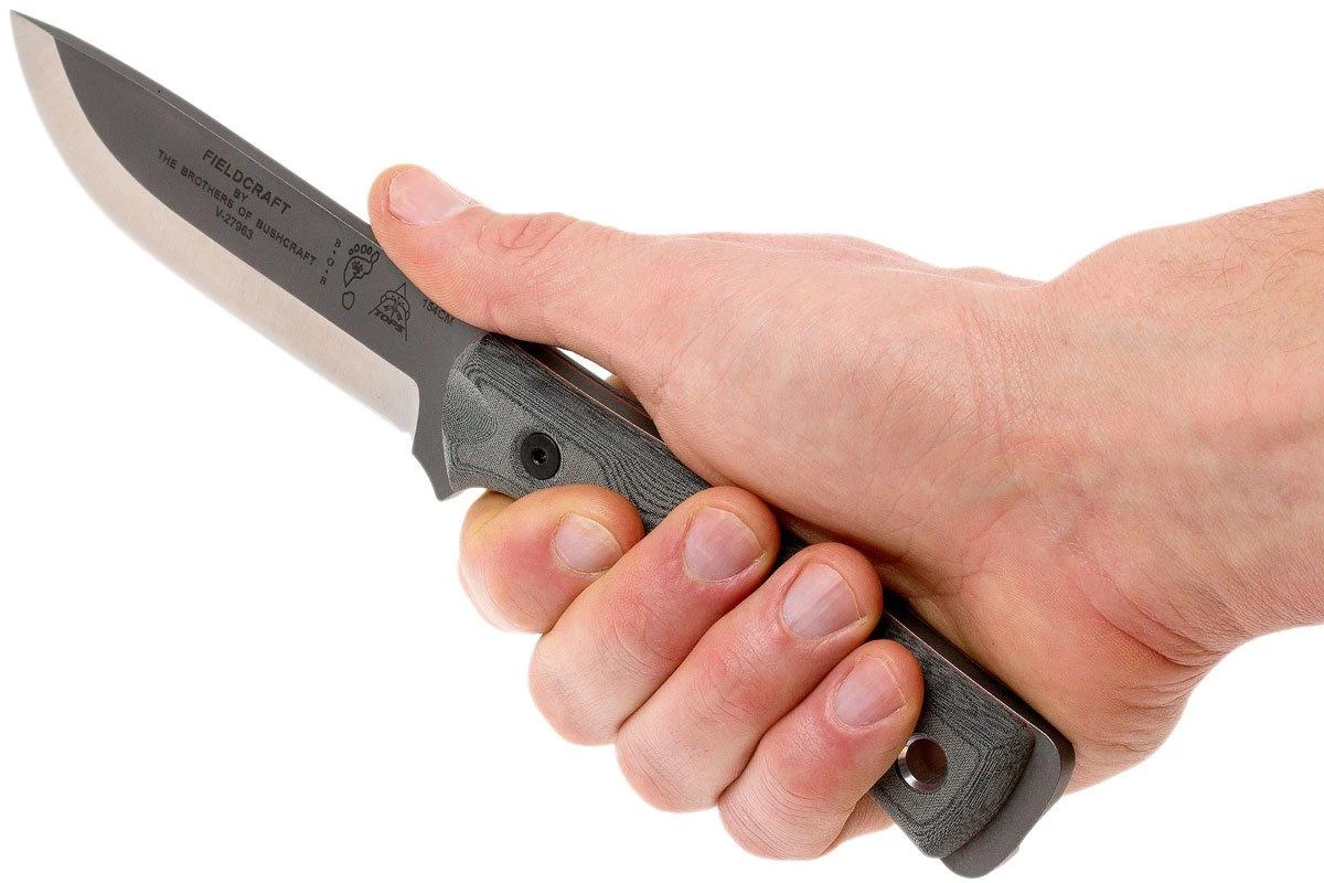 TOPS Knives B.O.B. Fieldcraft154CM Grey/Black Micarta BROS-154-BLM Cuchillo Bushcraft - Imagen 7