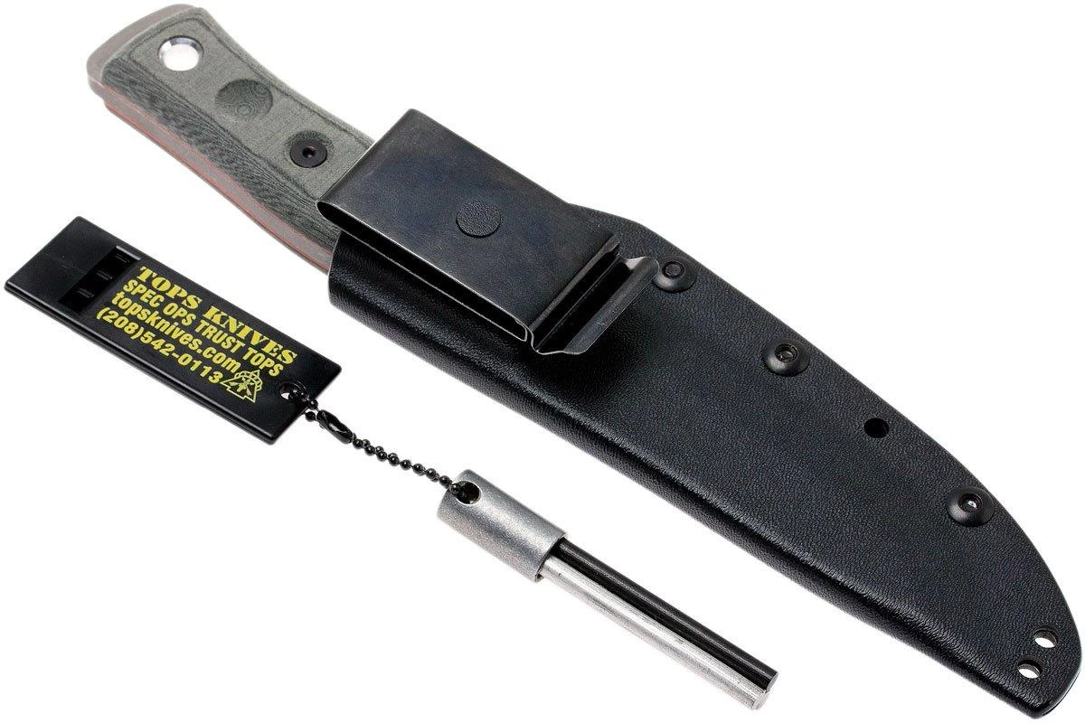 TOPS Knives B.O.B. Fieldcraft154CM Grey/Black Micarta BROS-154-BLM Cuchillo Bushcraft - Imagen 9