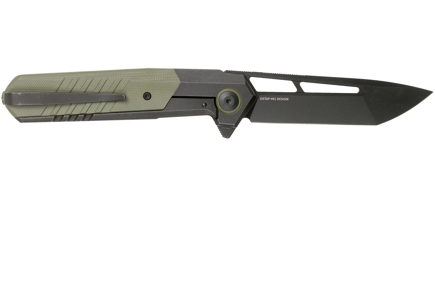 WE Knife Arsenal WE20073-2 Blackwashed, Green G10 Navaja, Ostap Hel Design - Imagen 2