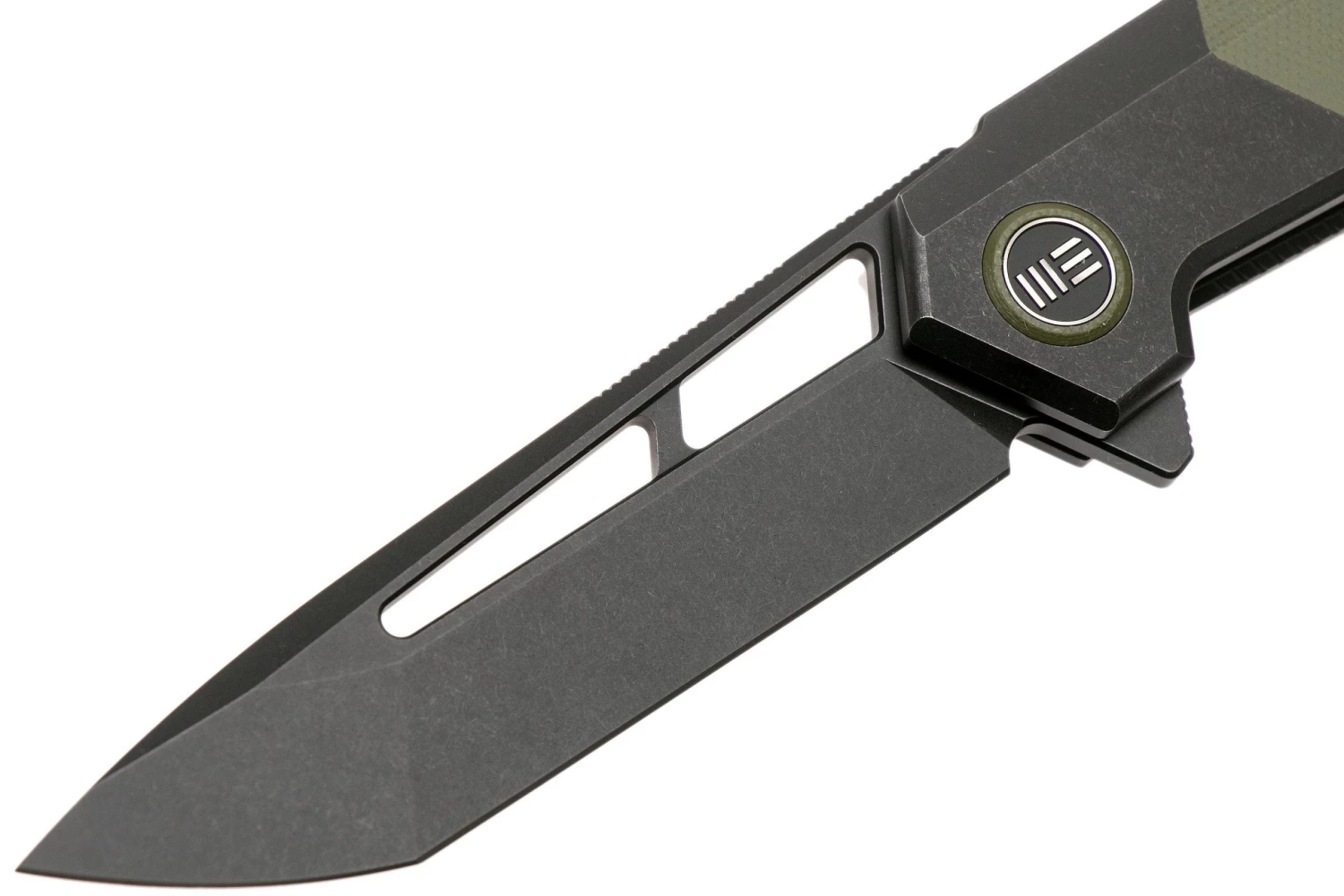 WE Knife Arsenal WE20073-2 Blackwashed, Green G10 Navaja, Ostap Hel Design - Imagen 3