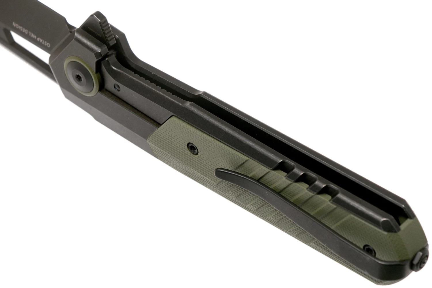 WE Knife Arsenal WE20073-2 Blackwashed, Green G10 Navaja, Ostap Hel Design - Imagen 5