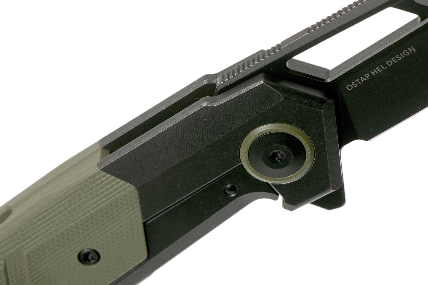 WE Knife Arsenal WE20073-2 Blackwashed, Green G10 Navaja, Ostap Hel Design - Imagen 6