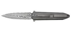 WE Knife Diatomic WE22032-DS1 Gray Bead Blast Titanium, Hakkapella Damasteel Single Edge Navaja